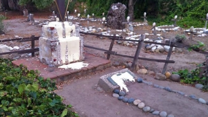 Vandalism at the Carmel Mission Basilica. (Carmel Mission photo via Facebook)
