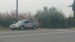 Police car that was shot