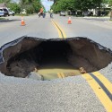 Huge Sink Hole Opens Up Under A Madera Street