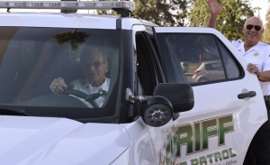 Volunteers in Patrol Ron Vigario, left and Bob Basham begin their inter-office mail run for the Tulare County Sheriff's Office May 11, 2016, as part of their duties as VIPs. VIPs patrol, run errands, provide community outreach, graffiti abatement and operate Project Lifesaver. If you are interested in becoming a VIP, please contact public relations at (559) 636-4695.