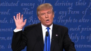 Donald Trump speaking at the 1st Presidential Debate at Hofstra University, New York on September 26, 2016.