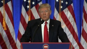 President-elect Donald Trump speaks at his first news conference on Wednesday, January 11, 2017.